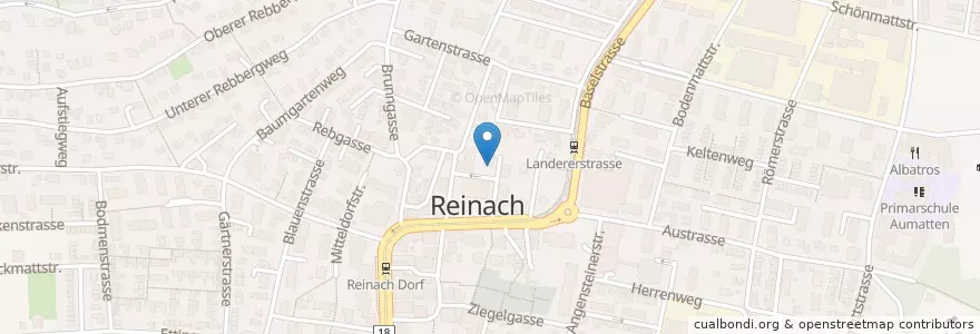 Mapa de ubicacion de Reinach (BL) Gemeindehaus en Schweiz/Suisse/Svizzera/Svizra, Basel-Landschaft, Bezirk Arlesheim, Reinach.