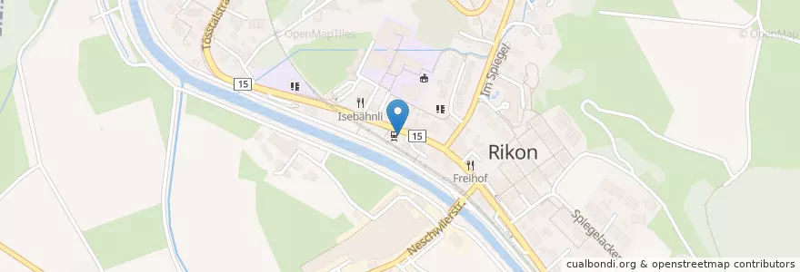 Mapa de ubicacion de Rikon im Tösstal Bahnhof en Schweiz/Suisse/Svizzera/Svizra, Zürich, Bezirk Winterthur, Zell (Zh).