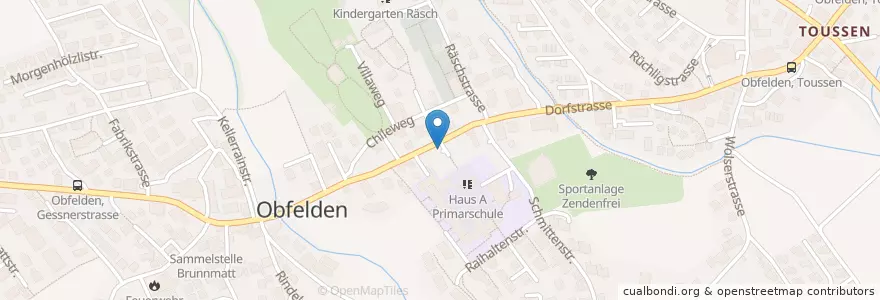 Mapa de ubicacion de Obfelden Dorfstrasse en 瑞士, 蘇黎世, Bezirk Affoltern, Obfelden.