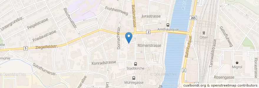 Mapa de ubicacion de Olten Baslerstrasse Zentrum en スイス, Solothurn, Amtei Olten-Gösgen, Bezirk Olten, Olten.