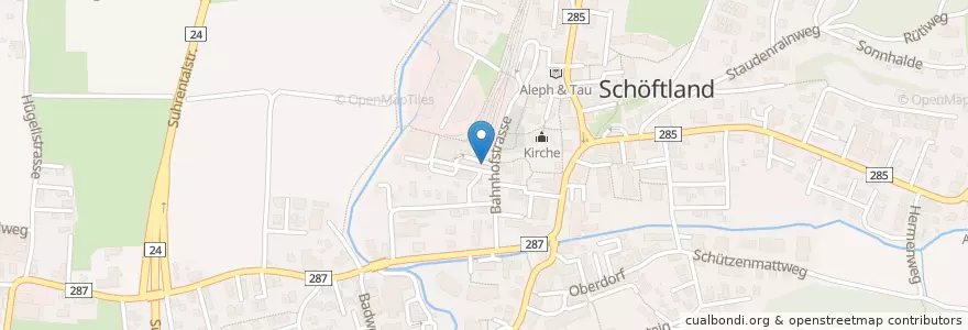 Mapa de ubicacion de Schöftland Bahnhof en Switzerland, Aargau, Bezirk Kulm, Schöftland.
