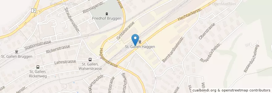 Mapa de ubicacion de St. Gallen Haggen Bahnhof en Zwitserland, Sankt Gallen, Wahlkreis St. Gallen, St. Gallen.