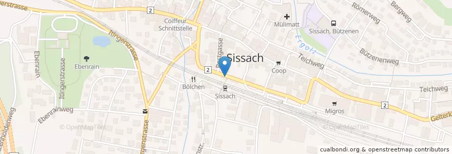 Mapa de ubicacion de Sissach Bahnhof en Suiza, Basilea-Campiña, Bezirk Sissach, Sissach.
