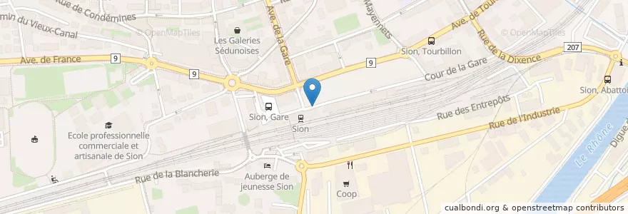 Mapa de ubicacion de Sion Gare en Svizzera, Vallese, Sion, Sion.