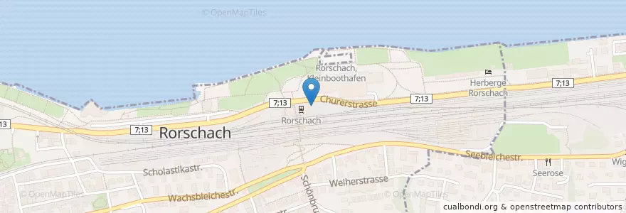 Mapa de ubicacion de Rorschach Bahnhof en Schweiz/Suisse/Svizzera/Svizra, Sankt Gallen, Wahlkreis Rorschach, Rorschach.