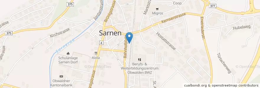 Mapa de ubicacion de Sarnen Bahnhof en Schweiz/Suisse/Svizzera/Svizra, Obwalden, Sarnen.