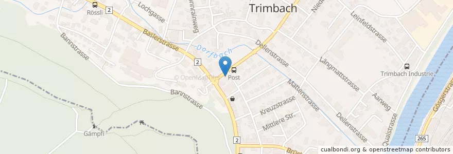 Mapa de ubicacion de Trimbach Hagmattstrasse en İsviçre, Solothurn, Amtei Olten-Gösgen, Bezirk Gösgen, Olten.