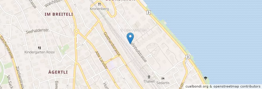 Mapa de ubicacion de Thalwil Bahnhof en Switzerland, Zurich, Bezirk Horgen, Thalwil.