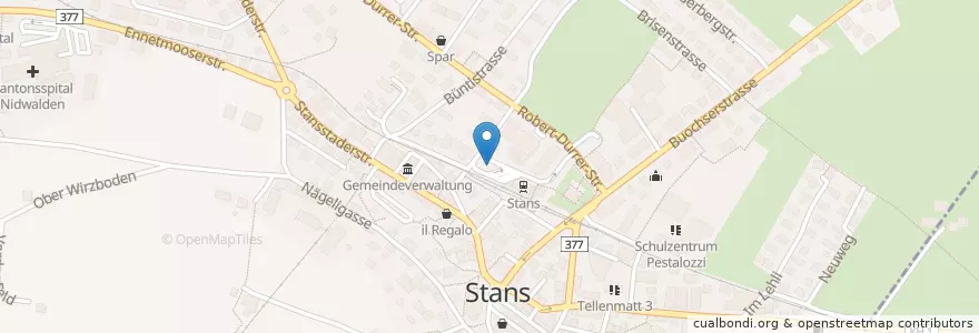 Mapa de ubicacion de Stans Bahnhof en 瑞士, Nidwalden, Stans.
