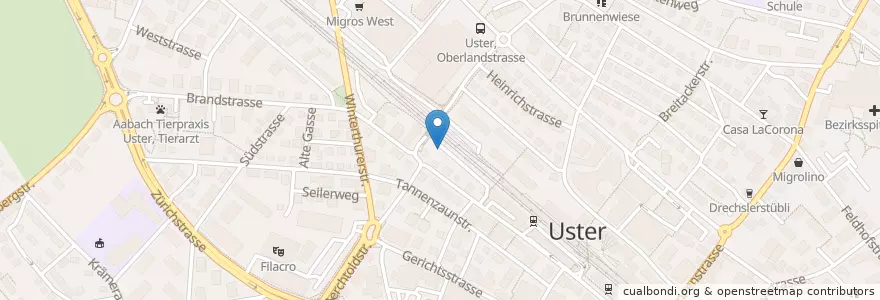 Mapa de ubicacion de Uster Bahnhof en Schweiz, Zürich, Bezirk Uster, Uster.