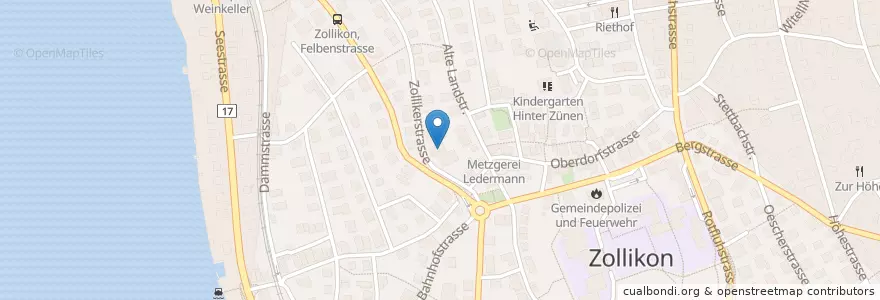 Mapa de ubicacion de Zollikon Zollikerstrasse en Switzerland, Zurich, Bezirk Meilen, District Zurich, Zollikon.