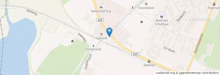 Mapa de ubicacion de Zug Chollermüli en スイス, Zug, Zug.