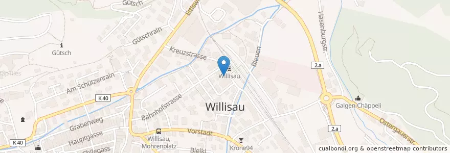 Mapa de ubicacion de Willisau Bahnhof en Switzerland, Luzern, Willisau.