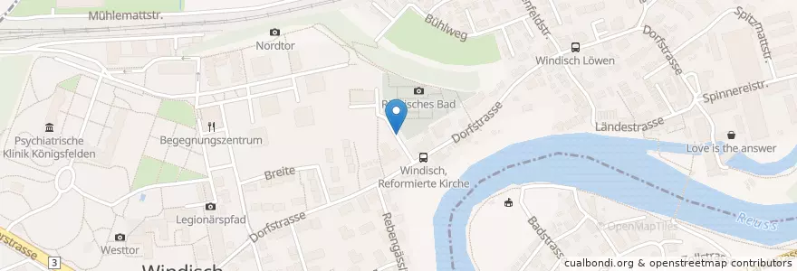Mapa de ubicacion de Windisch Dorfstrasse en Швейцария, Аргау, Bezirk Brugg, Windisch.