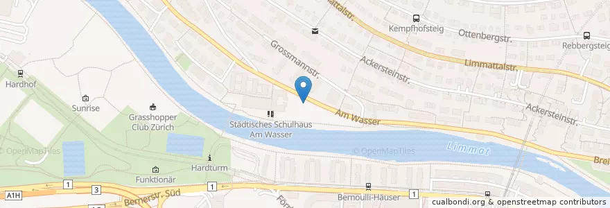 Mapa de ubicacion de Zürich Am Wasser en Suisse, Zurich, District De Zurich, Zurich.