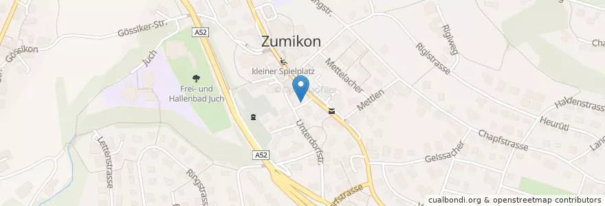Mapa de ubicacion de Zumikon Unterdorf en Svizzera, Zurigo, Bezirk Meilen, Zumikon.