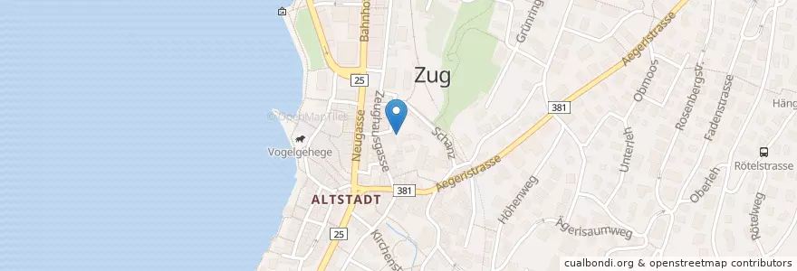 Mapa de ubicacion de Zug Zeughausgasse en Schweiz/Suisse/Svizzera/Svizra, Zug, Zug.