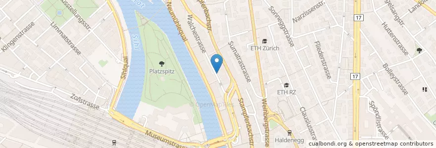 Mapa de ubicacion de Zürich Stampfenbachplatz / Walchestrasse en Schweiz/Suisse/Svizzera/Svizra, Zürich, Bezirk Zürich, Zürich.