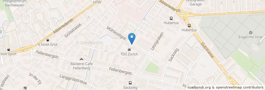 Mapa de ubicacion de Zürich Mühlezelgstrasse en سوئیس, زوریخ, Bezirk Zürich, Zürich.