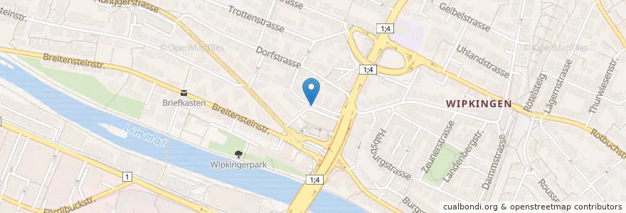 Mapa de ubicacion de Zürich Wipkingen / Wipkingerplatz en Switzerland, Zurich, District Zurich, Zurich.