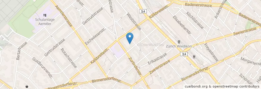 Mapa de ubicacion de Zürich Wiedikon / Zentralstrasse en Switzerland, Zurich, District Zurich, Zurich.