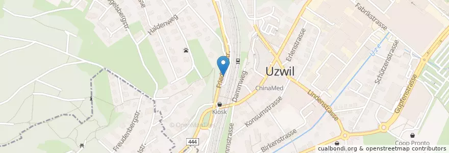 Mapa de ubicacion de Uzwil Bahnhof en سوئیس, Sankt Gallen, Wahlkreis Wil, Uzwil.