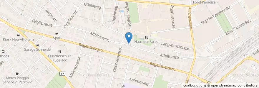 Mapa de ubicacion de Zürich Affolternstrasse en Switzerland, Zurich, District Zurich, Zurich.