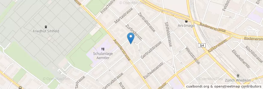 Mapa de ubicacion de Zürich Idaplatz en Switzerland, Zürich, Bezirk Zürich, Zürich.