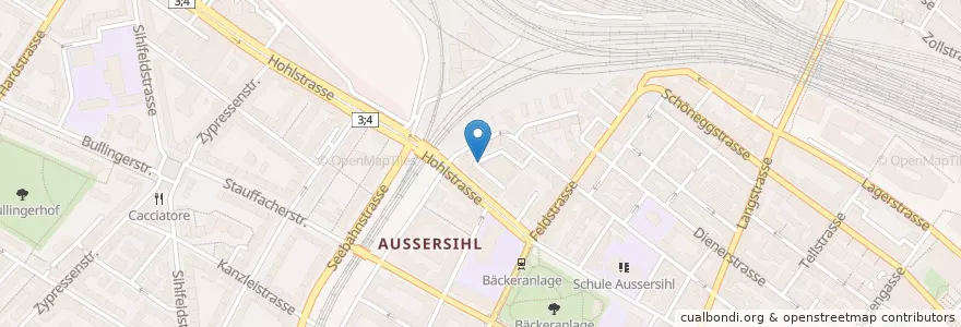 Mapa de ubicacion de Zürich Hohlstrasse / Pflanzschulstrasse en Suisse, Zurich, District De Zurich, Zurich.