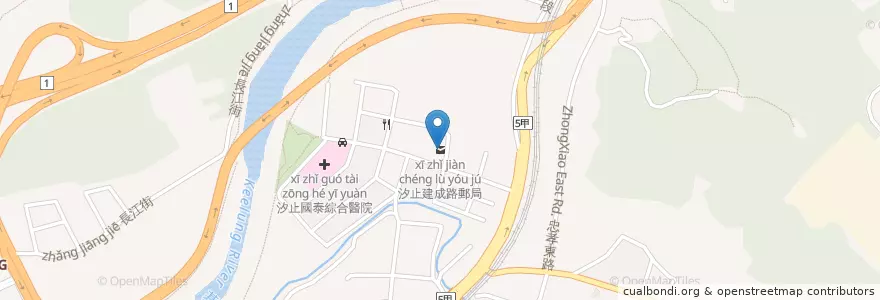 Mapa de ubicacion de 汐止建成路郵局 en Tayvan, 新北市, 汐止區.