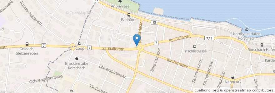 Mapa de ubicacion de Evelyn's Pub en Svizzera, San Gallo, Wahlkreis Rorschach, Rorschach.