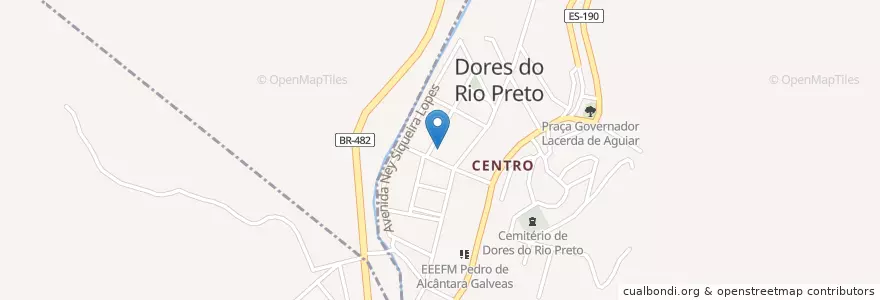 Mapa de ubicacion de Prefeitura Municipal de Dores do Rio Preto en Brazil, Jihovýchodní Region, Minas Gerais, Região Geográfica Intermediária De Juiz De Fora, Microrregião Muriaé, Espera Feliz.