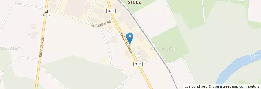 Mapa de ubicacion de Shell Kirchberg Stelz en 스위스, Sankt Gallen, Wahlkreis Toggenburg, Kirchberg (Sg).
