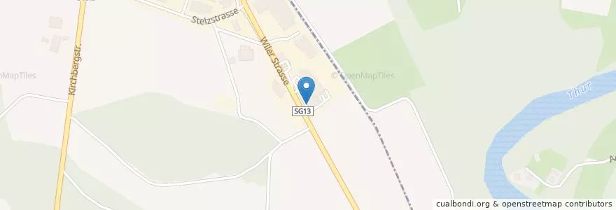 Mapa de ubicacion de Coop Tankstelle en Schweiz/Suisse/Svizzera/Svizra, Sankt Gallen, Wahlkreis Toggenburg, Kirchberg (Sg).