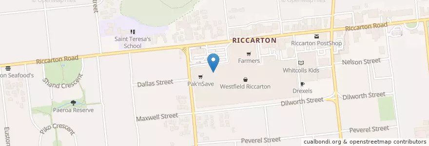 Mapa de ubicacion de Westpac en Neuseeland, Canterbury, Christchurch City, Halswell-Hornby-Riccarton Community.