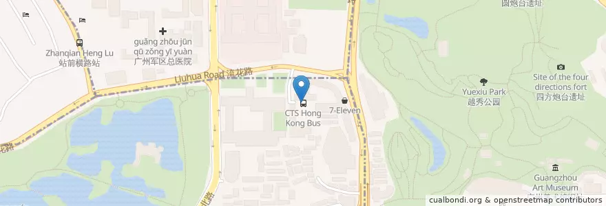 Mapa de ubicacion de CTS Hong Kong Bus en China, Guangdong, Guangzhou City, Yuexiu District, 六榕街道.
