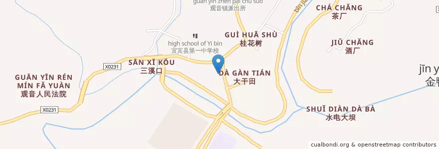 Mapa de ubicacion de 农贸市场 en 中国, 四川省, 宜宾市, 叙州区.