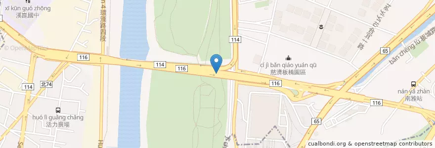Mapa de ubicacion de 新北市河濱公園自行車租借浮洲站 en تايوان, تايبيه الجديدة, 板橋區.