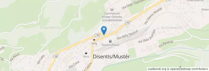 Mapa de ubicacion de Pizzeria Surselva en Suiza, Grisones, Surselva, Disentis/Mustér.
