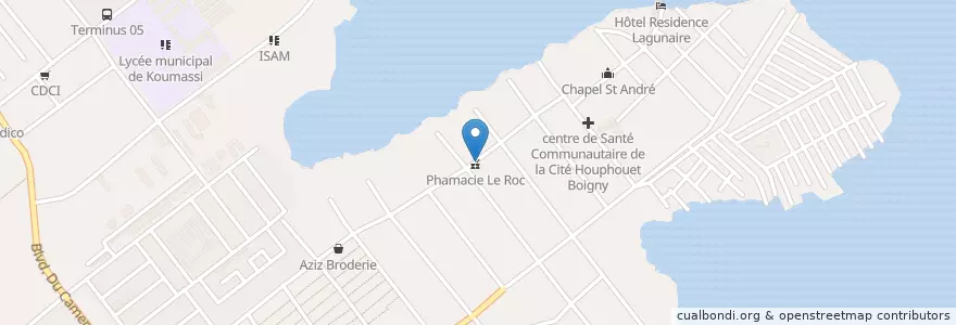 Mapa de ubicacion de Orange Money en Costa D'Avorio, Abidjan, Koumassi.