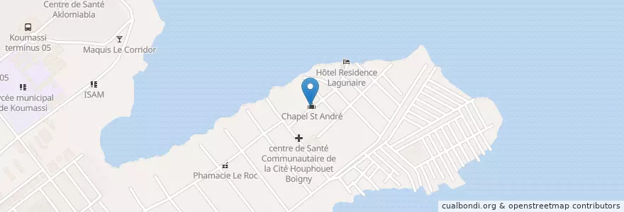 Mapa de ubicacion de Chapelle Saint André en Ivoorkust, Abidjan, Koumassi.