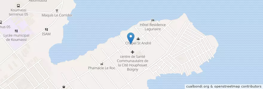 Mapa de ubicacion de Christ Light Apostolic Church en Elfenbeinküste, Abidjan, Koumassi.