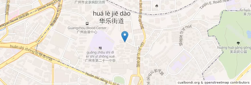 Mapa de ubicacion de 都城快餐 en 中国, 广东省, 广州市, 越秀区, 华乐街道.