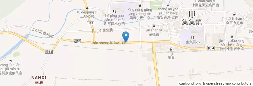 Mapa de ubicacion de 峰_古早味(糯米/米腸) en Tayvan, 臺灣省, Nantou, 集集鎮.