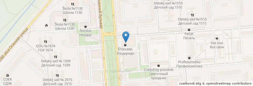 Mapa de ubicacion de Сбербанк en Rússia, Distrito Federal Central, Москва, Западный Административный Округ, Район Крылатское.