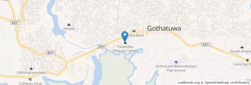 Mapa de ubicacion de Paramitha Viharaya Temple en سری‌لانکا, බස්නාහිර පළාත, කොළඹ දිස්ත්‍රික්කය.