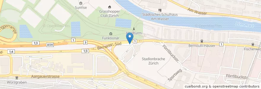 Mapa de ubicacion de Parkhaus Hardturm LKW en Switzerland, Zurich, District Zurich, Zurich.