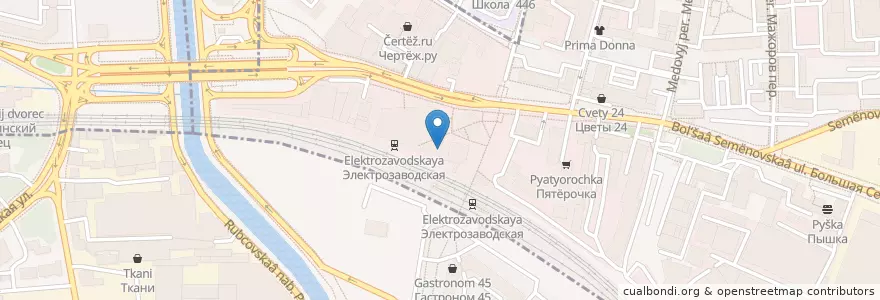 Mapa de ubicacion de Горздрав en Rusland, Centraal Federaal District, Moskou, Восточный Административный Округ, Район Соколиная Гора.
