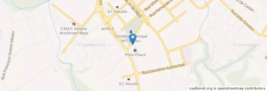 Mapa de ubicacion de Estacionamento Posto Fita Azul en البَرَازِيل, المنطقة الجنوبية, ريو غراندي دو سول, Região Geográfica Intermediária De Pelotas, Região Geográfica Imediata De Pelotas, Canguçu.