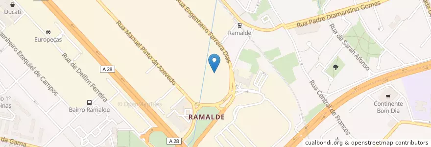 Mapa de ubicacion de Ramalde en Portugal, Norte, Área Metropolitana Do Porto, Porto, Porto, Ramalde.